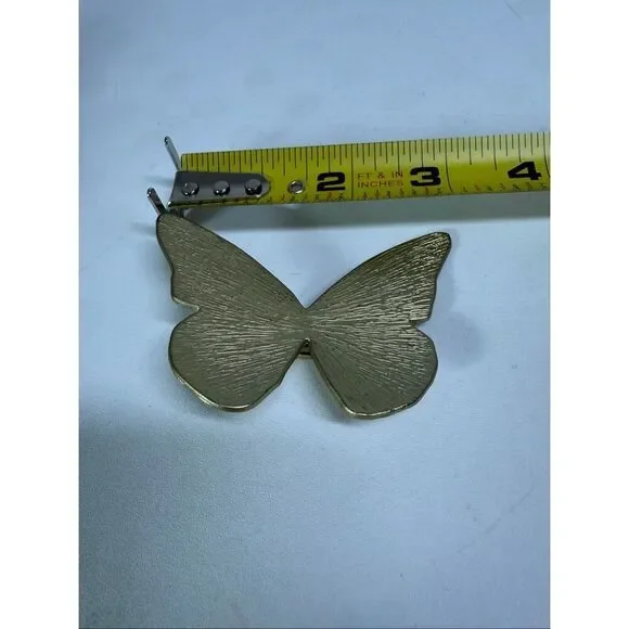 Vintage Neiman Marcus Gold Tone Butterfly Brooch Scarf Clip - Picture 3 of 6